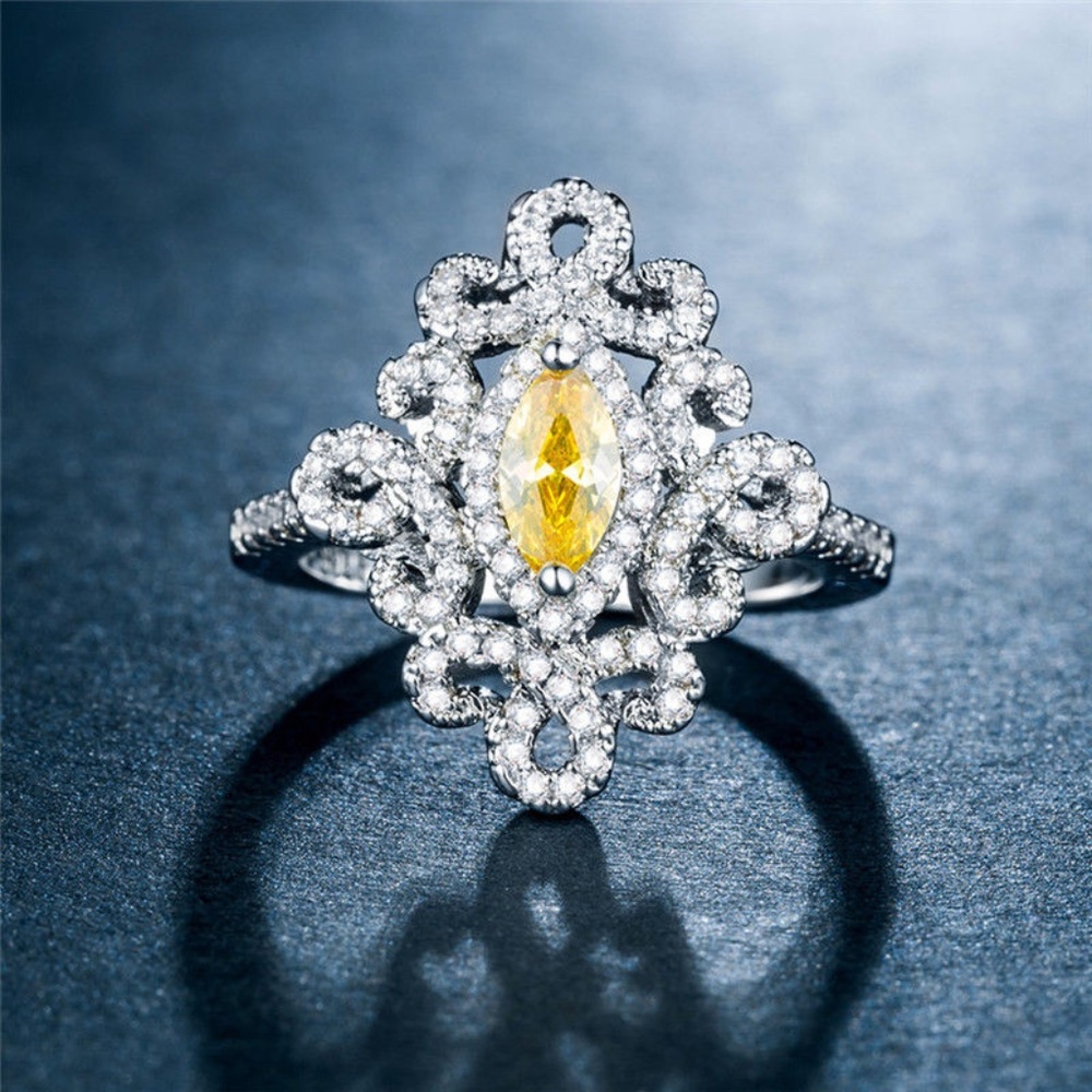 925 Silver Ring Marquise Cut Citrine New - Picture 2 of 7